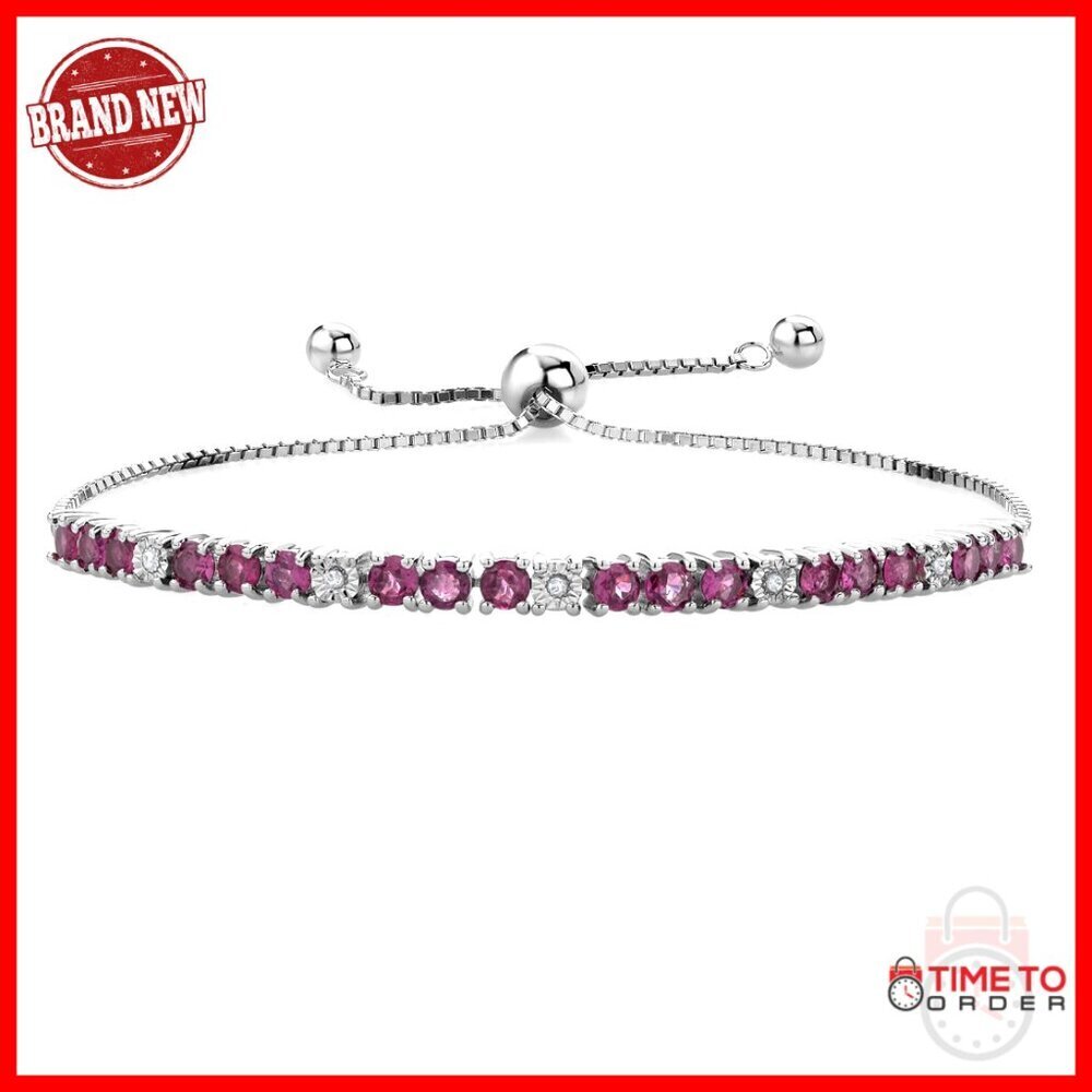 Sterling Silver Tennis Bracelet Elegant Adjustable Sparkling Gemstone Jewelry